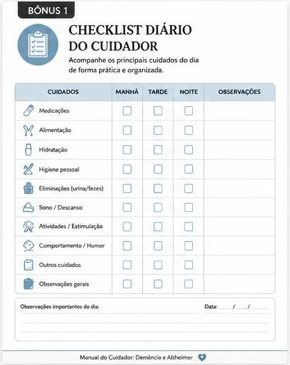 Prévia do material: Checklist diário do cuidador